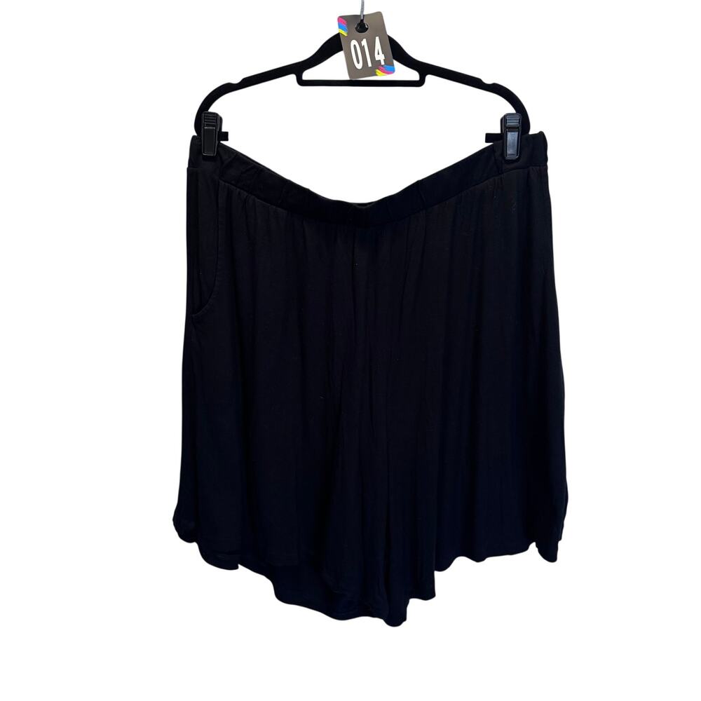 Ellos Black Knit Lounge Shorts Women's Plus Size 2/24 High Rise  Elastic Waist